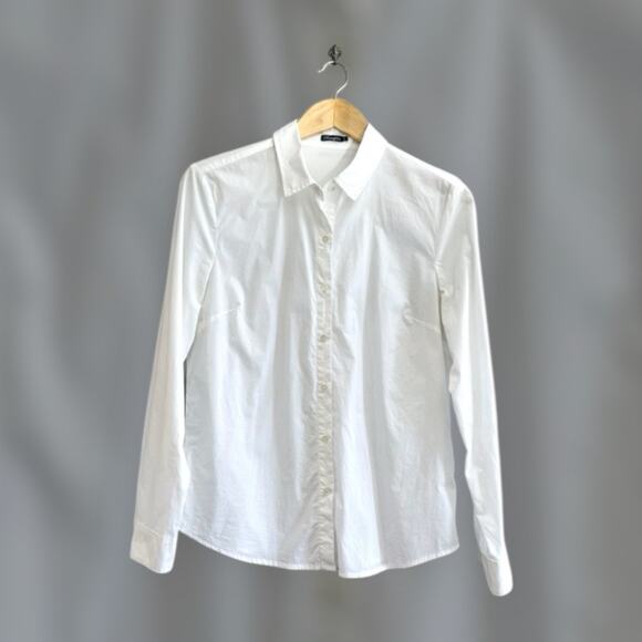 J McLaughlin Button Down Shirt Size 6 White Collar Long Sleeve Cotton Classic - Picture 1 of 14